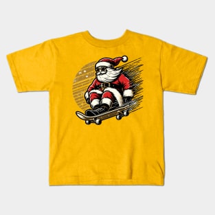 Shreddin' Santa: Vintage Skateboard Claus (Distressed) Kids T-Shirt